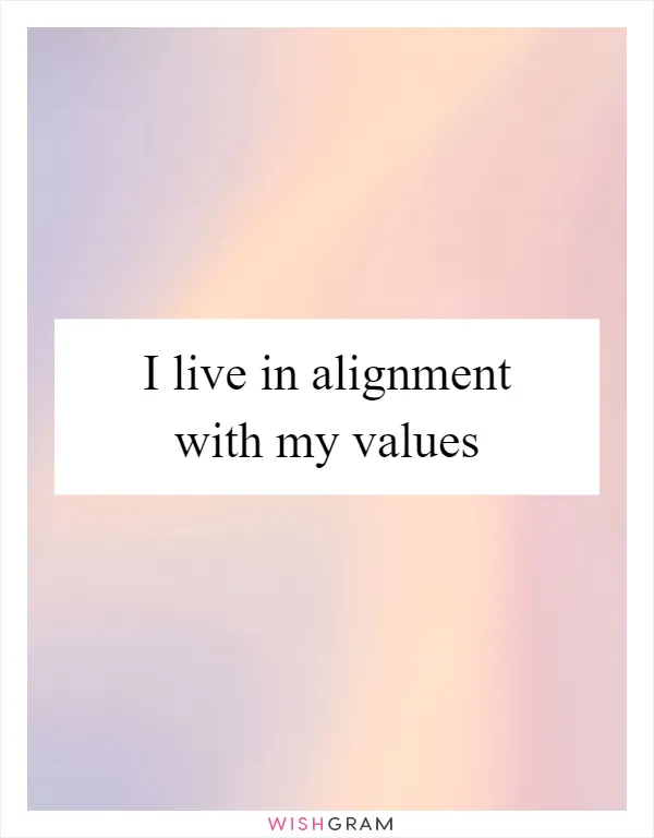 I live in alignment with my values