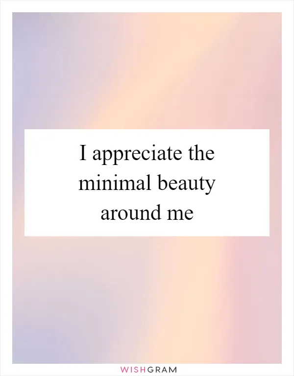I appreciate the minimal beauty around me