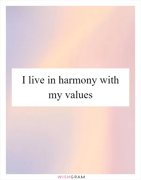 I live in harmony with my values