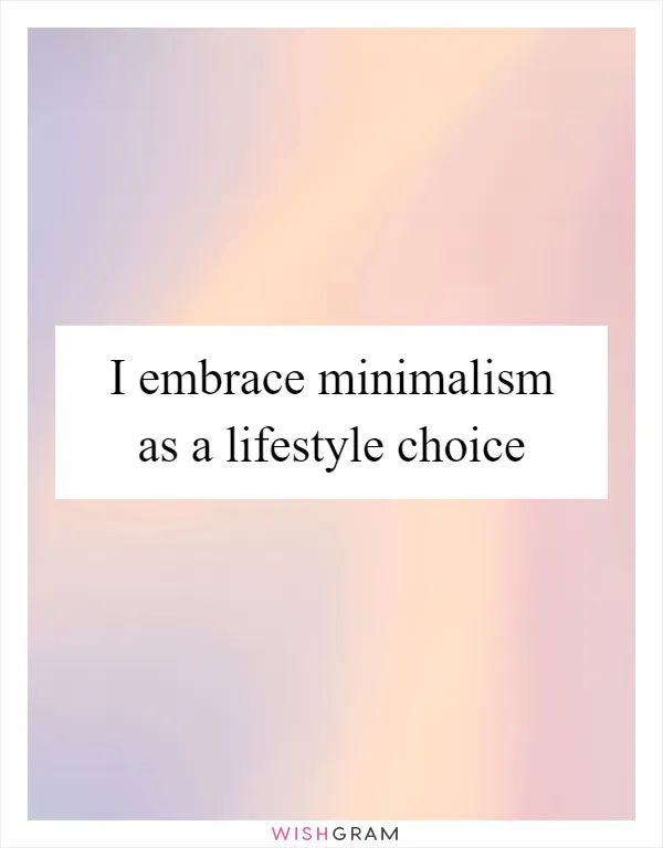 I embrace minimalism as a lifestyle choice
