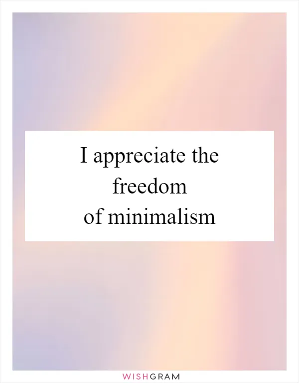 I appreciate the freedom of minimalism