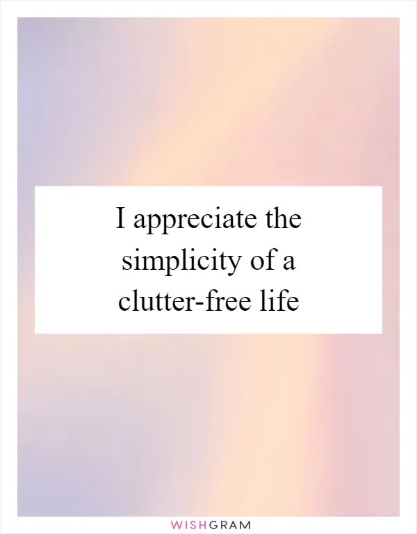 I appreciate the simplicity of a clutter-free life