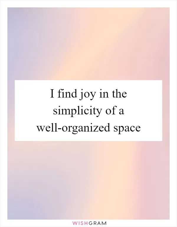 I find joy in the simplicity of a well-organized space