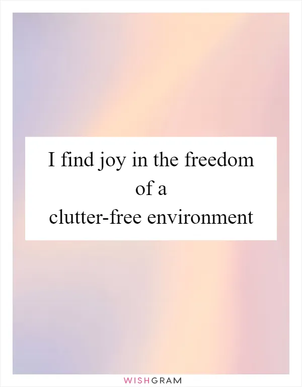 I find joy in the freedom of a clutter-free environment