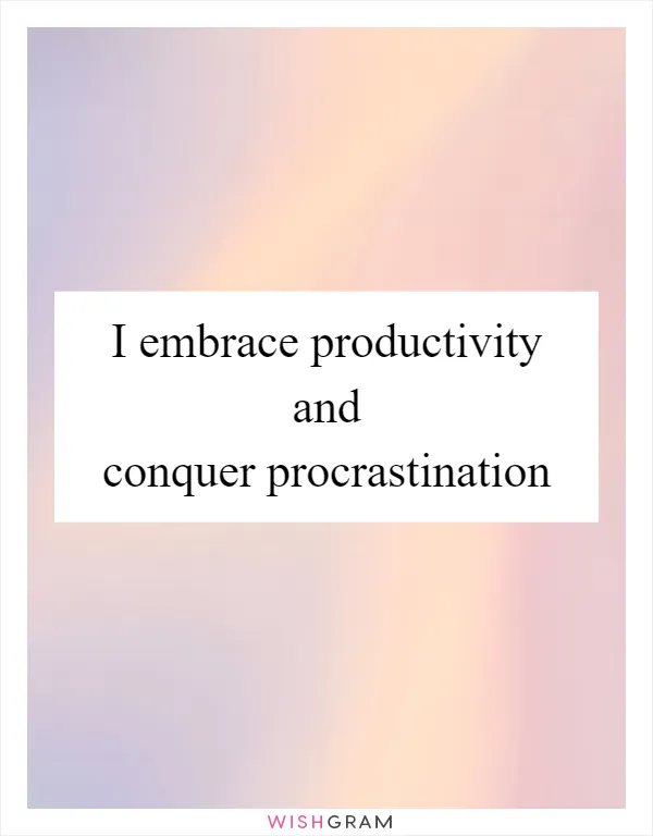 I embrace productivity and conquer procrastination