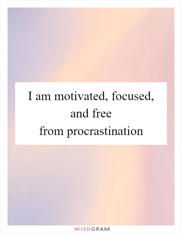 I am motivated, focused, and free from procrastination