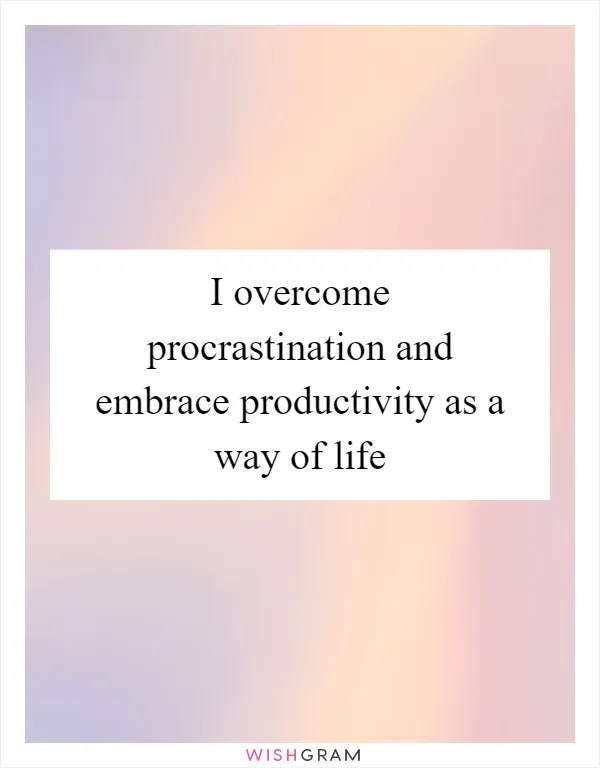 I overcome procrastination and embrace productivity as a way of life