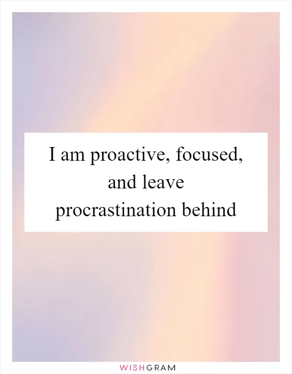 I am proactive, focused, and leave procrastination behind