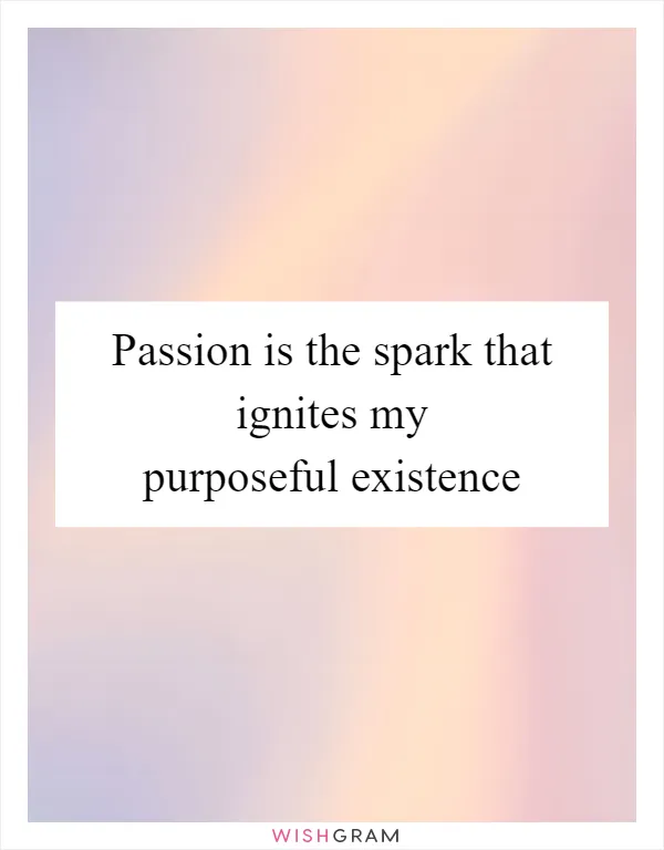 Passion is the spark that ignites my purposeful existence