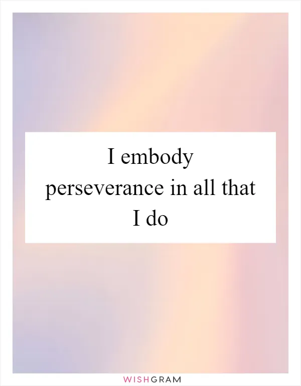 I embody perseverance in all that I do