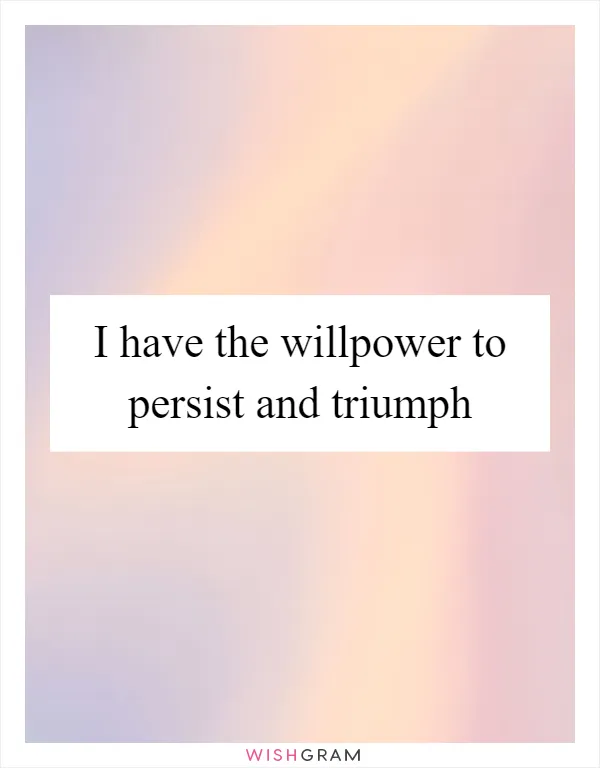 I have the willpower to persist and triumph