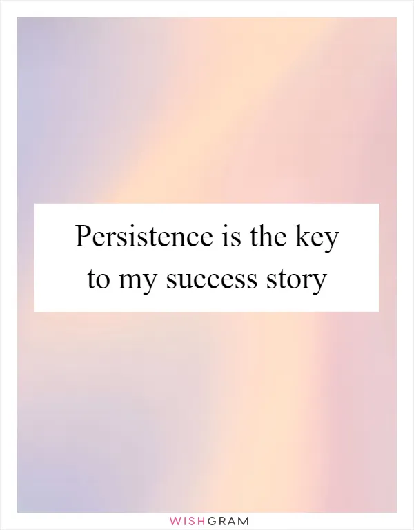 Persistence is the key to my success story