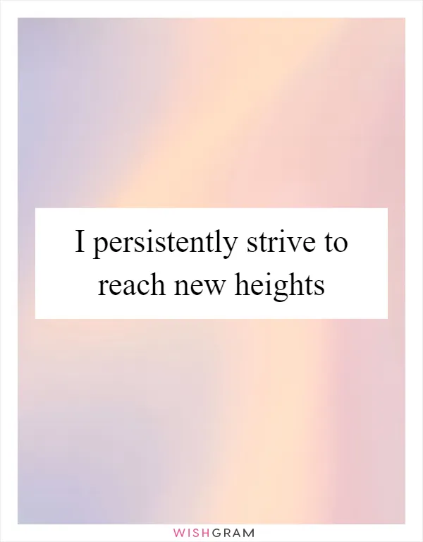 I persistently strive to reach new heights