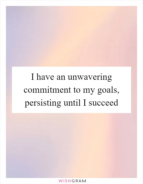 I have an unwavering commitment to my goals, persisting until I succeed