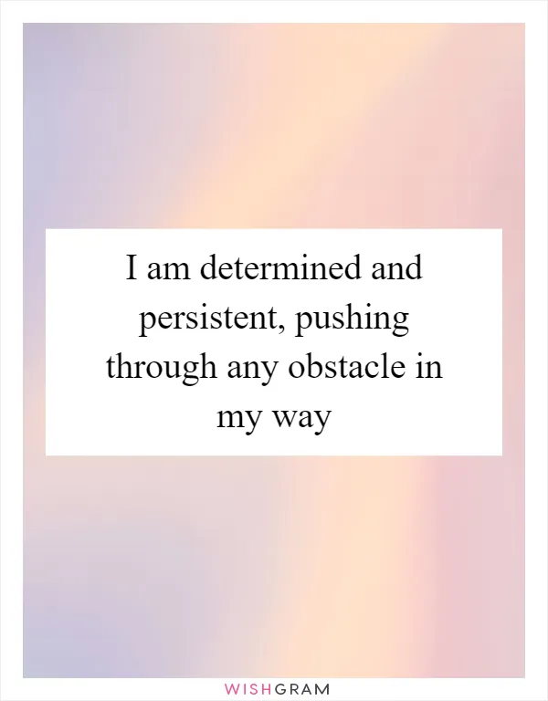 I am determined and persistent, pushing through any obstacle in my way