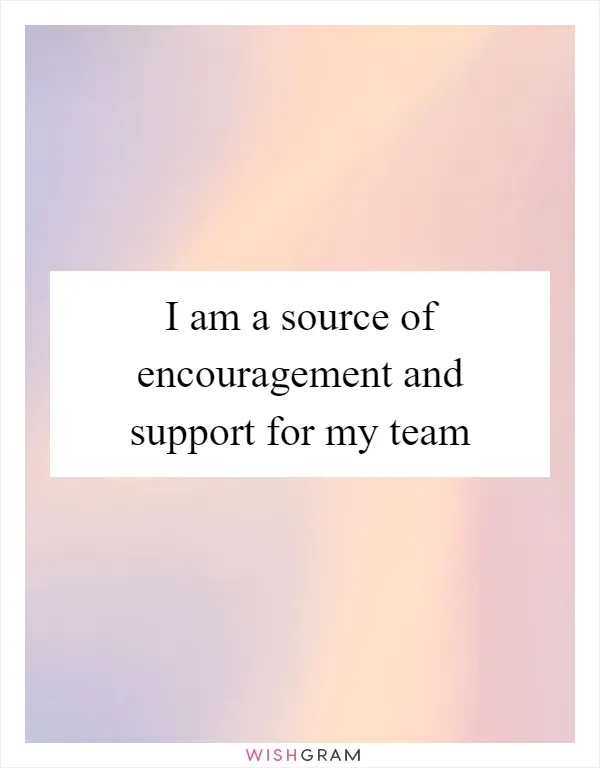 I am a source of encouragement and support for my team