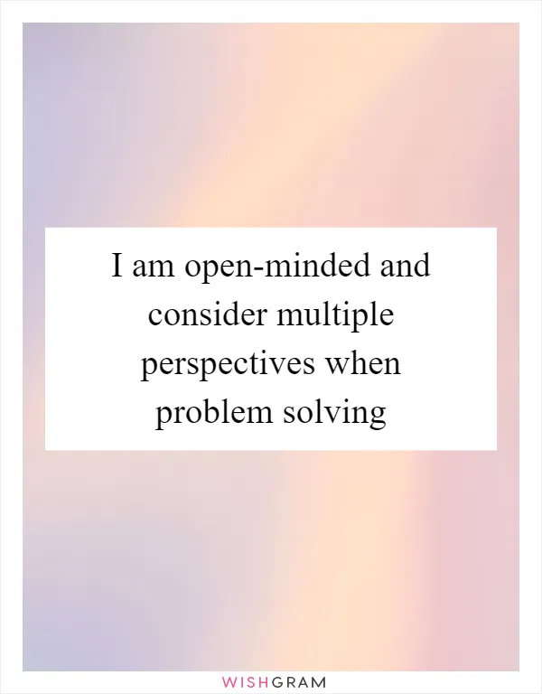 I am open-minded and consider multiple perspectives when problem solving