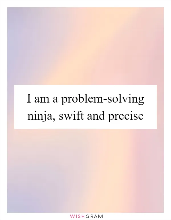 I am a problem-solving ninja, swift and precise
