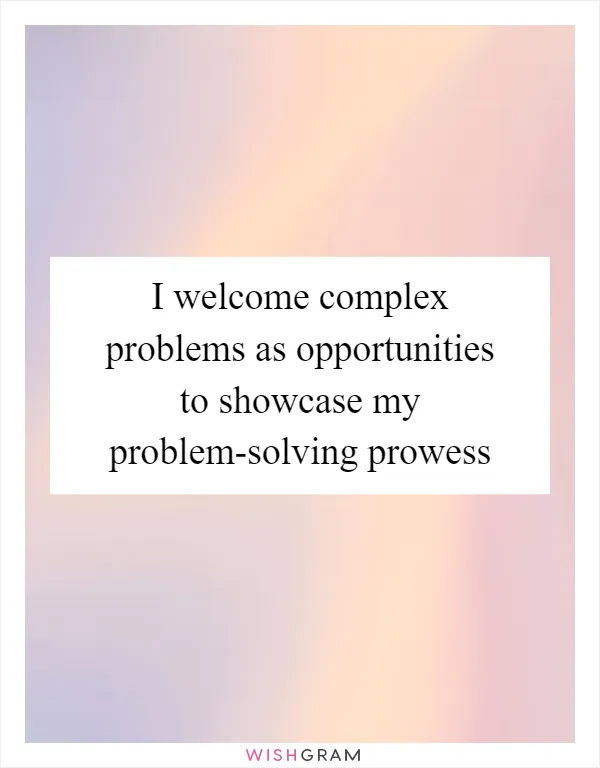 I welcome complex problems as opportunities to showcase my problem-solving prowess