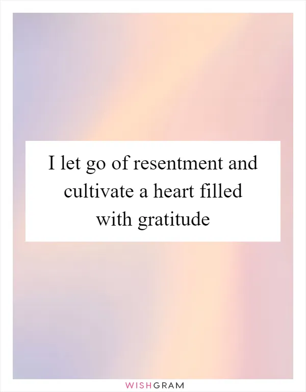 I let go of resentment and cultivate a heart filled with gratitude