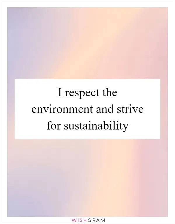 I respect the environment and strive for sustainability