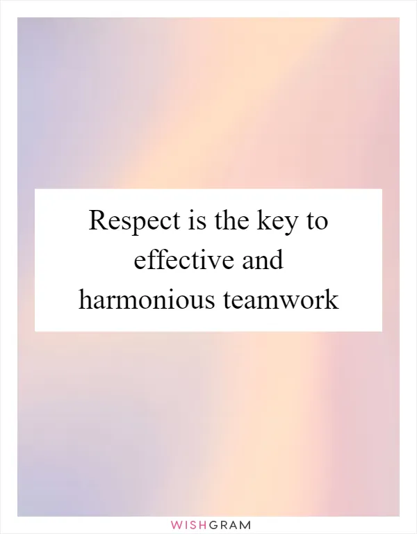 Respect is the key to effective and harmonious teamwork