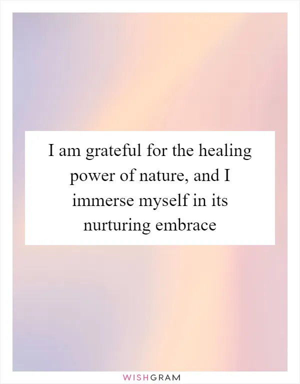 I am grateful for the healing power of nature, and I immerse myself in its nurturing embrace