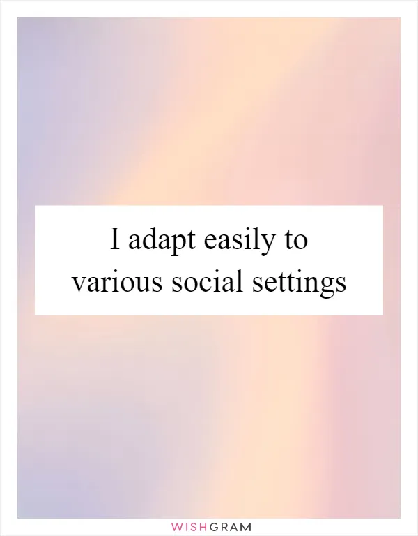 I adapt easily to various social settings
