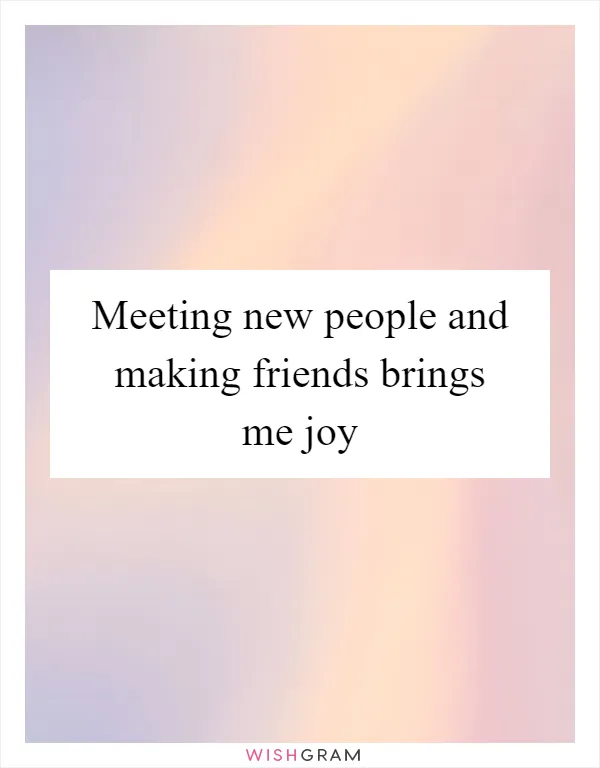 Meeting new people and making friends brings me joy