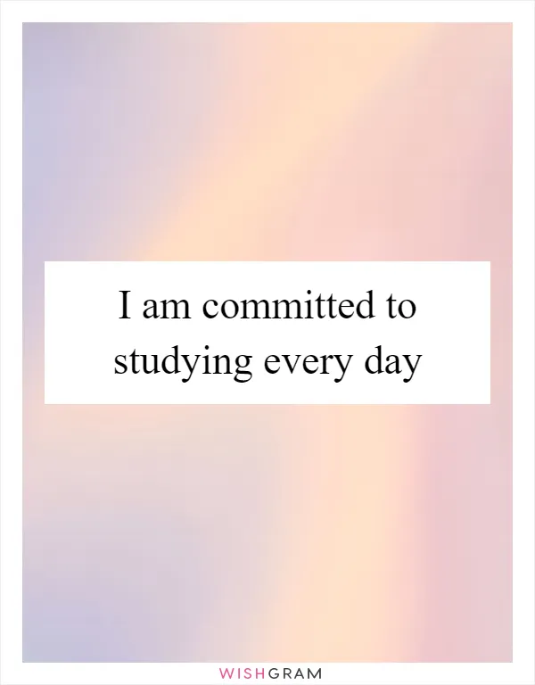I am committed to studying every day