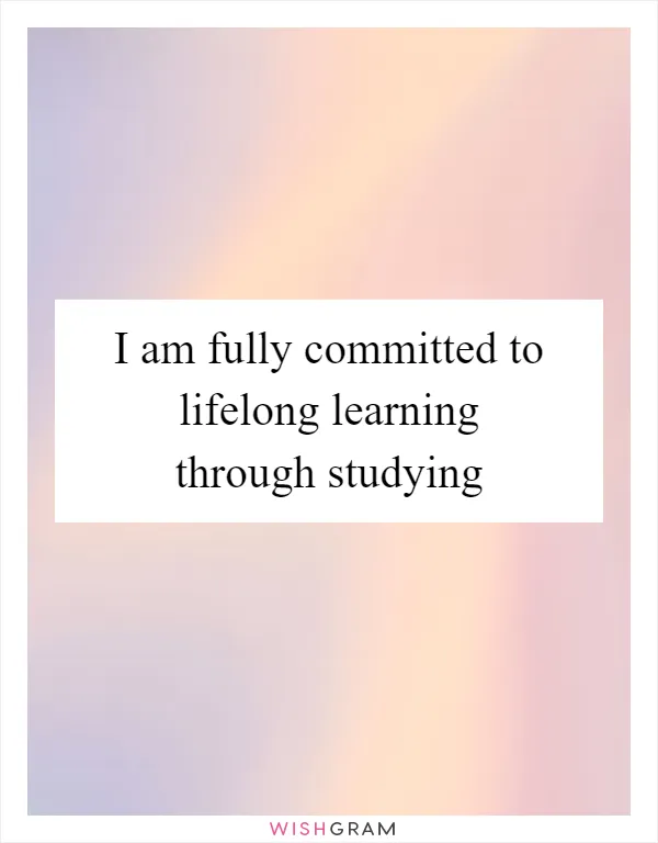 I am fully committed to lifelong learning through studying