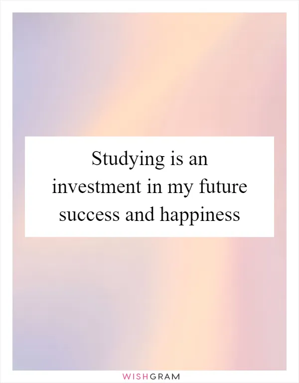 Studying is an investment in my future success and happiness