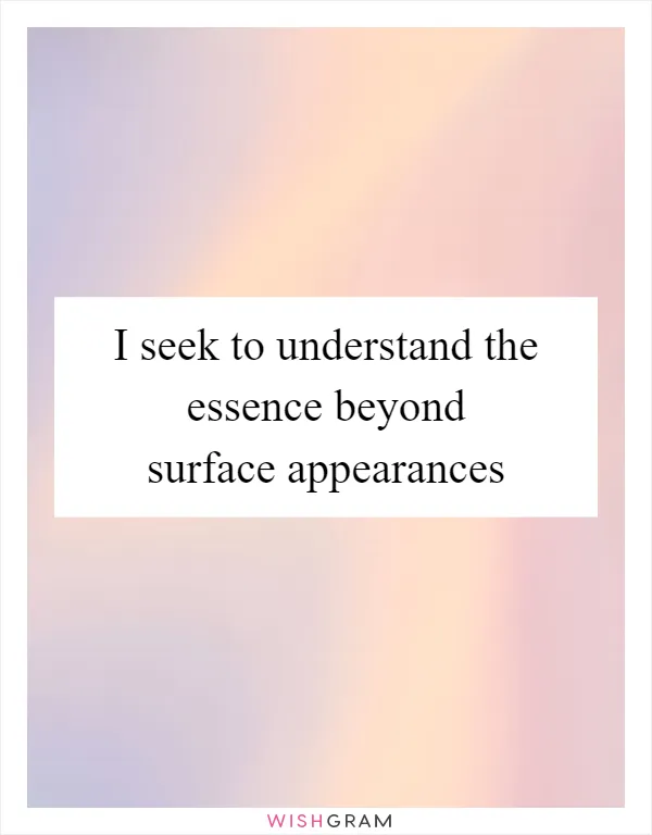 I seek to understand the essence beyond surface appearances