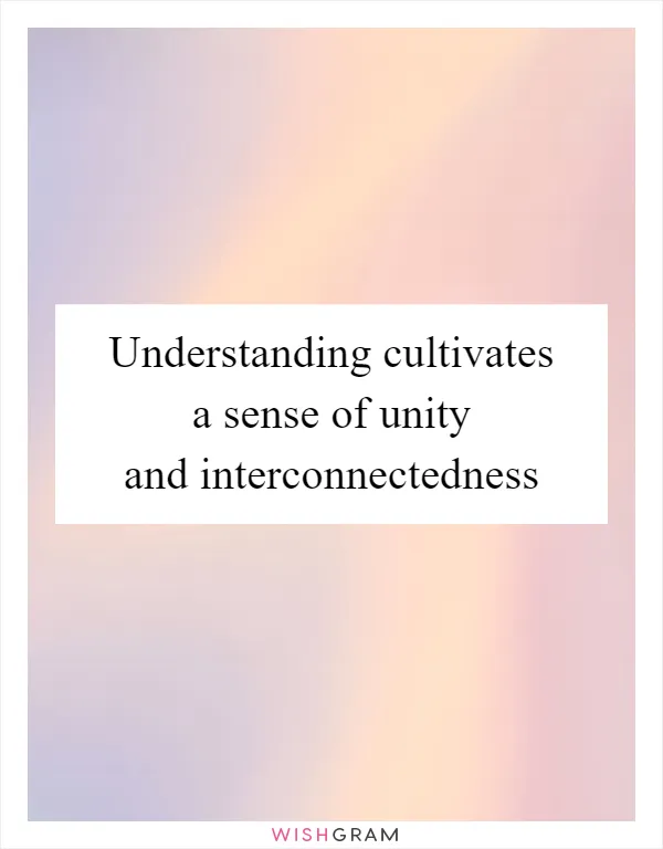 Understanding cultivates a sense of unity and interconnectedness