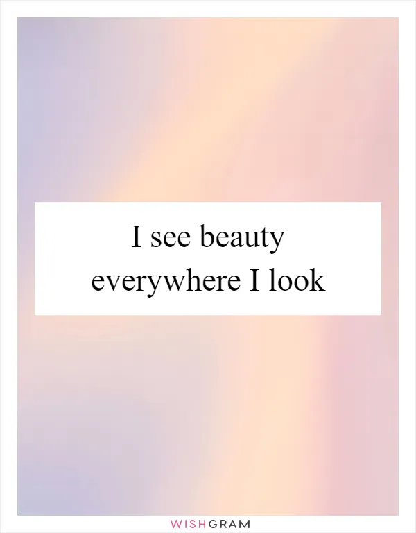 I see beauty everywhere I look