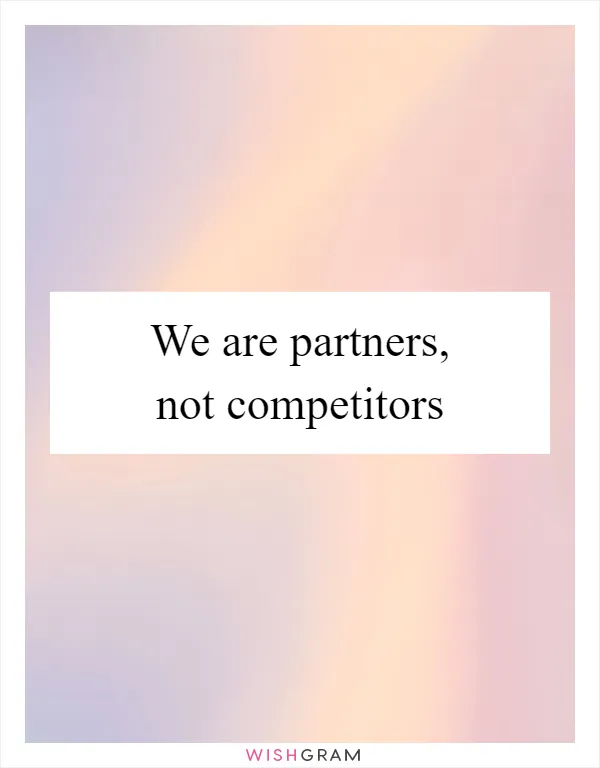 We are partners, not competitors