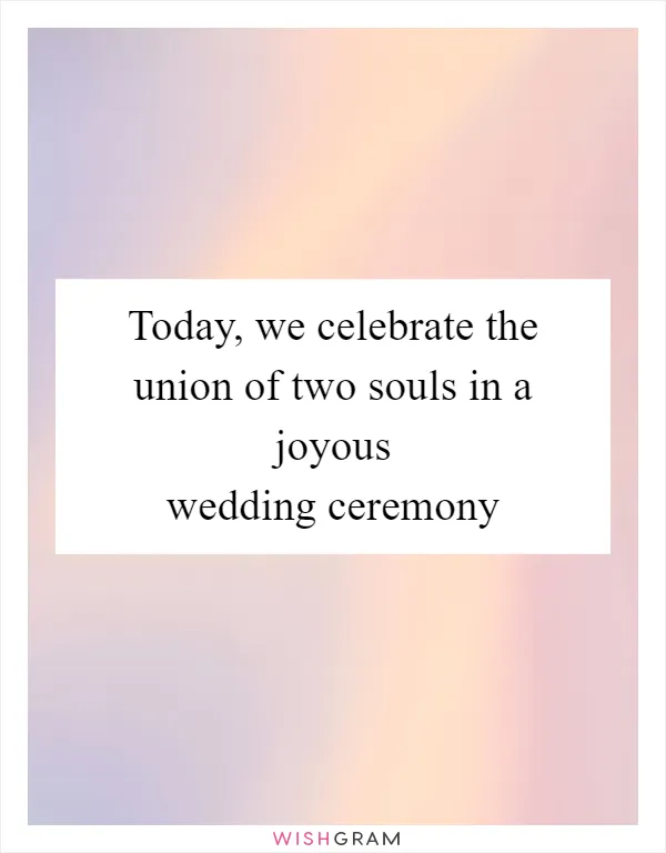 Today, we celebrate the union of two souls in a joyous wedding ceremony
