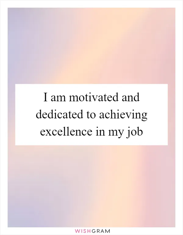 I am motivated and dedicated to achieving excellence in my job