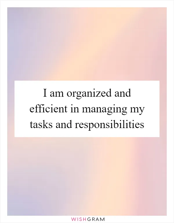 I am organized and efficient in managing my tasks and responsibilities