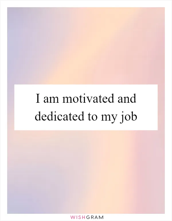 I am motivated and dedicated to my job