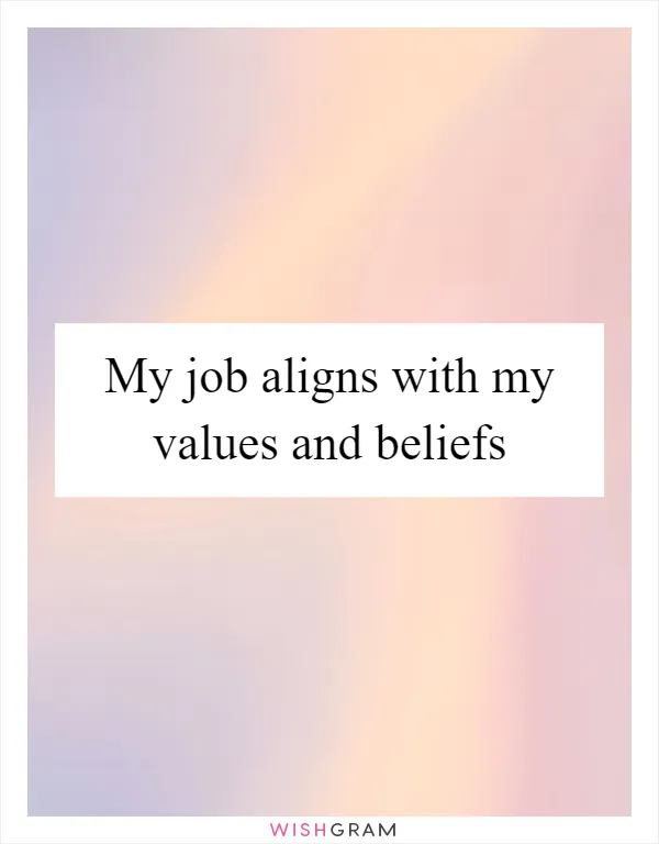 My job aligns with my values and beliefs