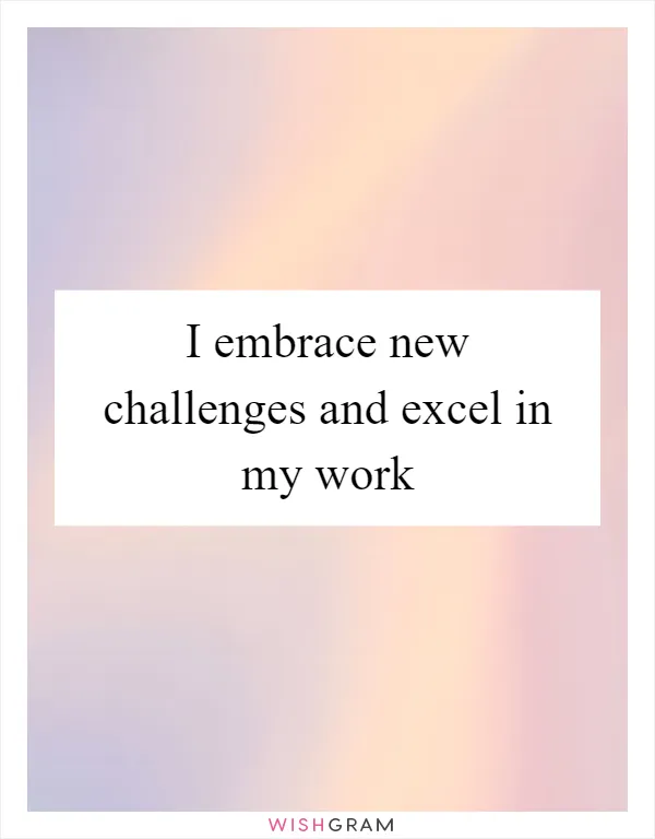 I embrace new challenges and excel in my work