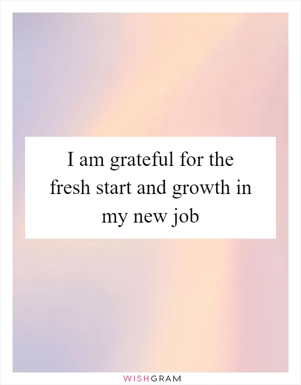 I am grateful for the fresh start and growth in my new job