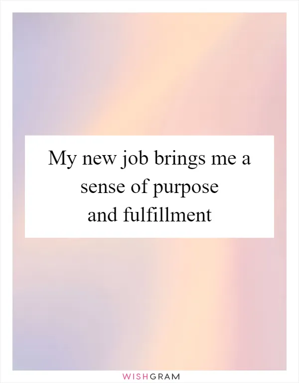 My new job brings me a sense of purpose and fulfillment