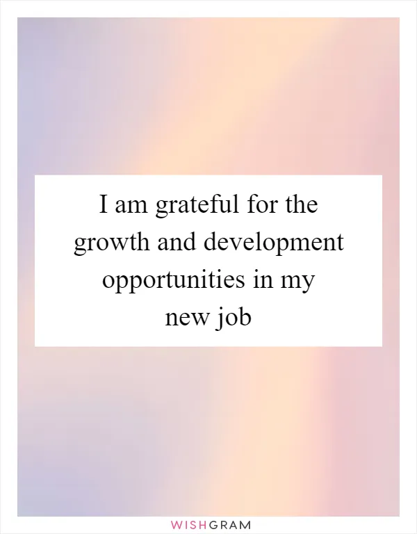 I am grateful for the growth and development opportunities in my new job