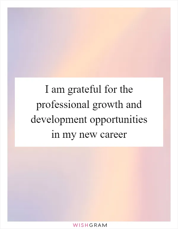 I am grateful for the professional growth and development opportunities in my new career