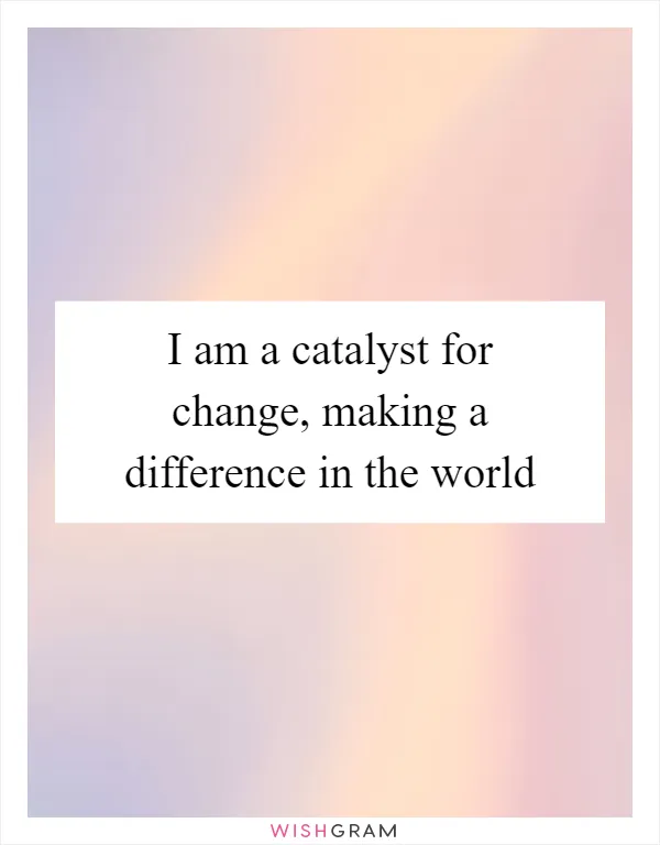 I am a catalyst for change, making a difference in the world