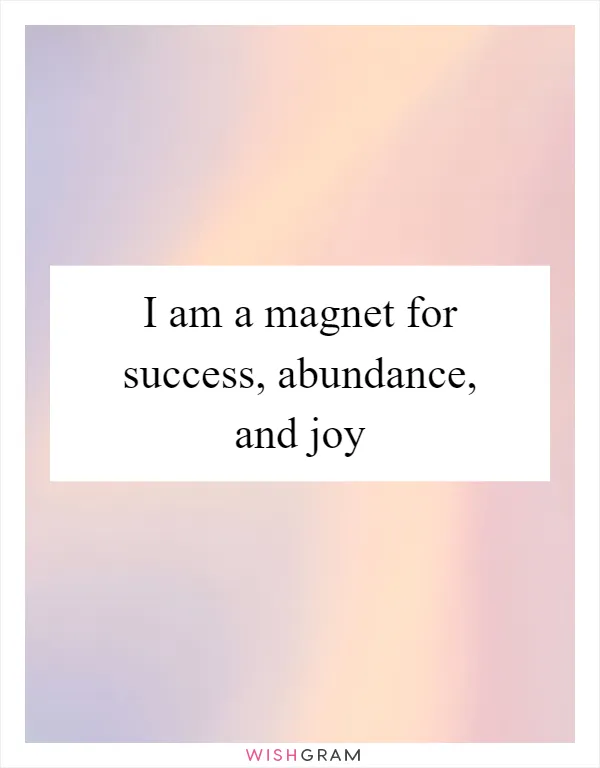 I am a magnet for success, abundance, and joy