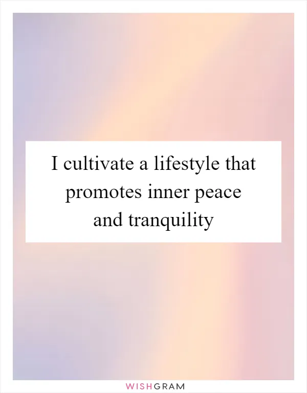 I cultivate a lifestyle that promotes inner peace and tranquility