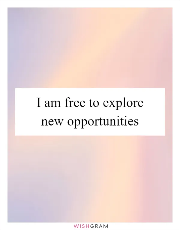 I am free to explore new opportunities